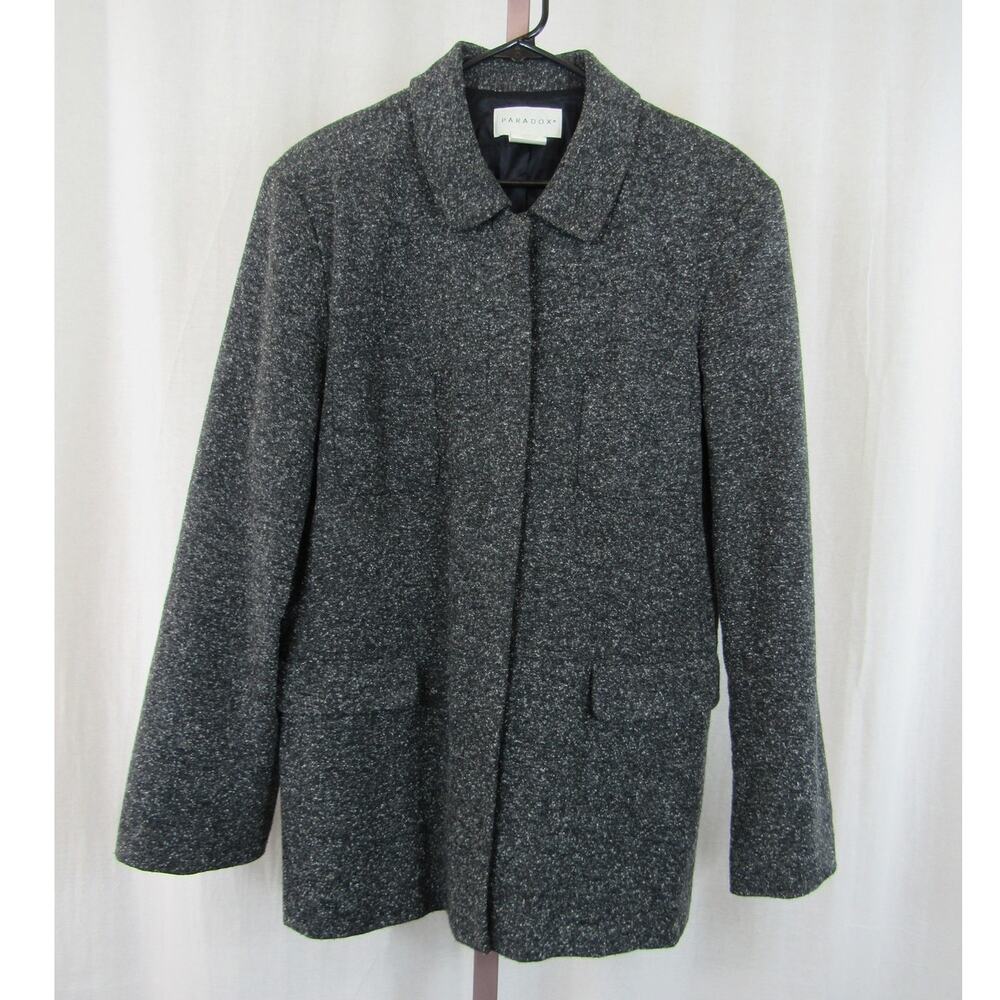 Paradox Gray Tweed Wool Blend Coat Sophisticated Size 14 Women's Plus Casual